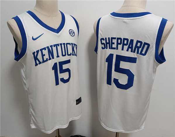 Men%27s Kentucky Wildcats #15 Reed Sheppard White Stitched Jersey